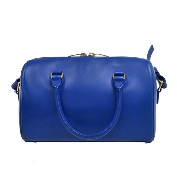 SAINT LAURENT Logo Baby Duffle 2Way Shoulder Hand Bag Leather Blue GHW 77EE942 - Picture 3 of 15